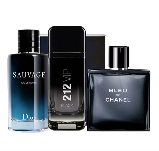 Kit 3 perfumes Sauvage, 212 Black, Bleu 100ml