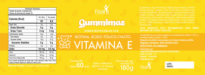 Vitamina E Gomitas x 60 unidades -  formuladas para fortalecer el cabello, piel, uñas